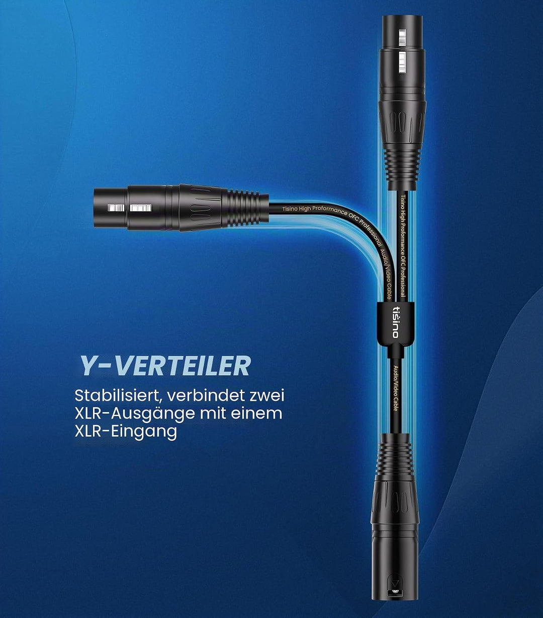 Tisino XLR Y-Splitter-Kabel, Dual-Buchse XLR auf Stecker, Mikrofonkombinator, Y-Kabel, symmetrisches