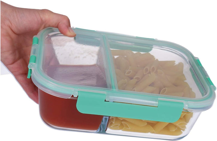 Frischhaltedosen-Set mit Deckel und Klipp-Verschluss, Behälter aus Thermo-Glas, hitze- und kältebest