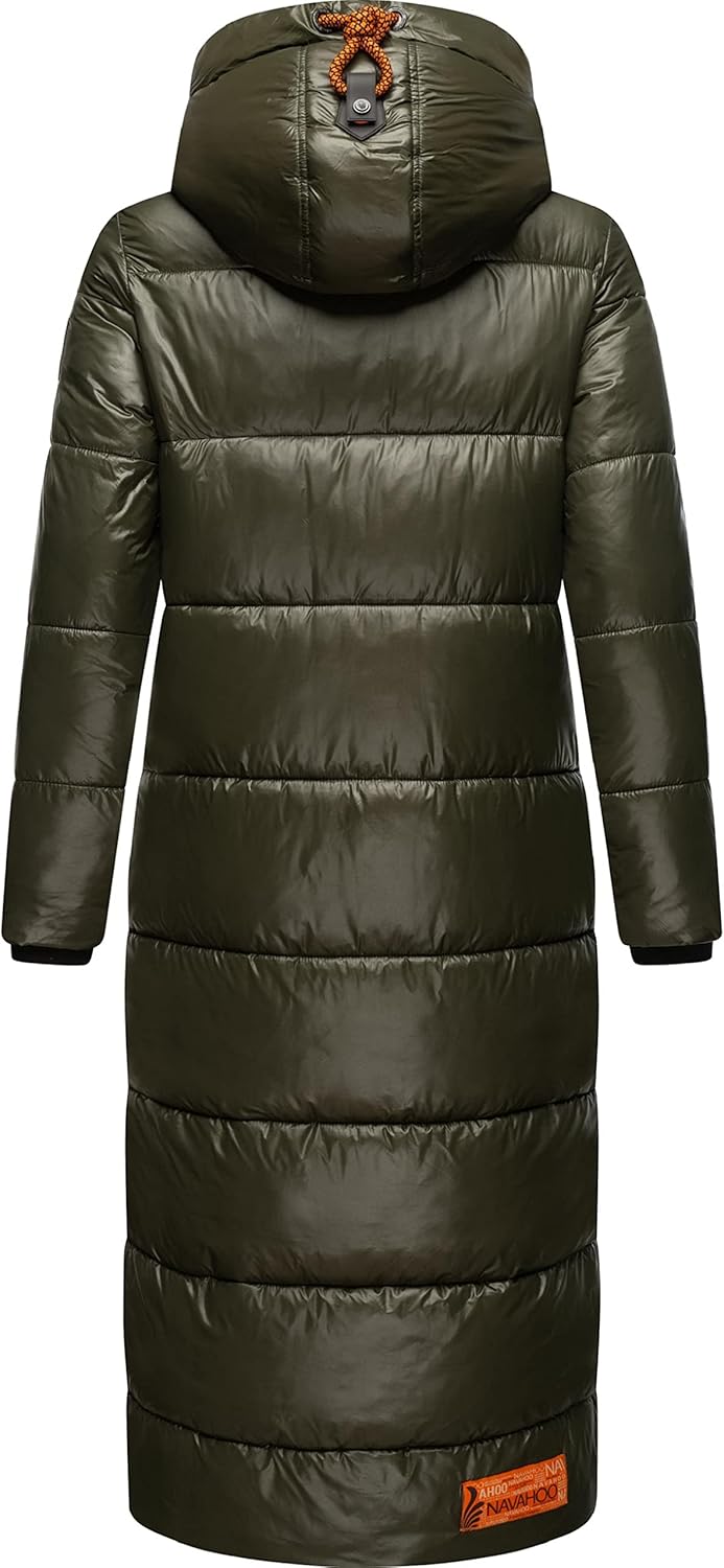 Navahoo Damen Warmer Winter Steppmantel mit Kapuze Schmuseengel XS-XXL S Dark Olive, S Dark Olive