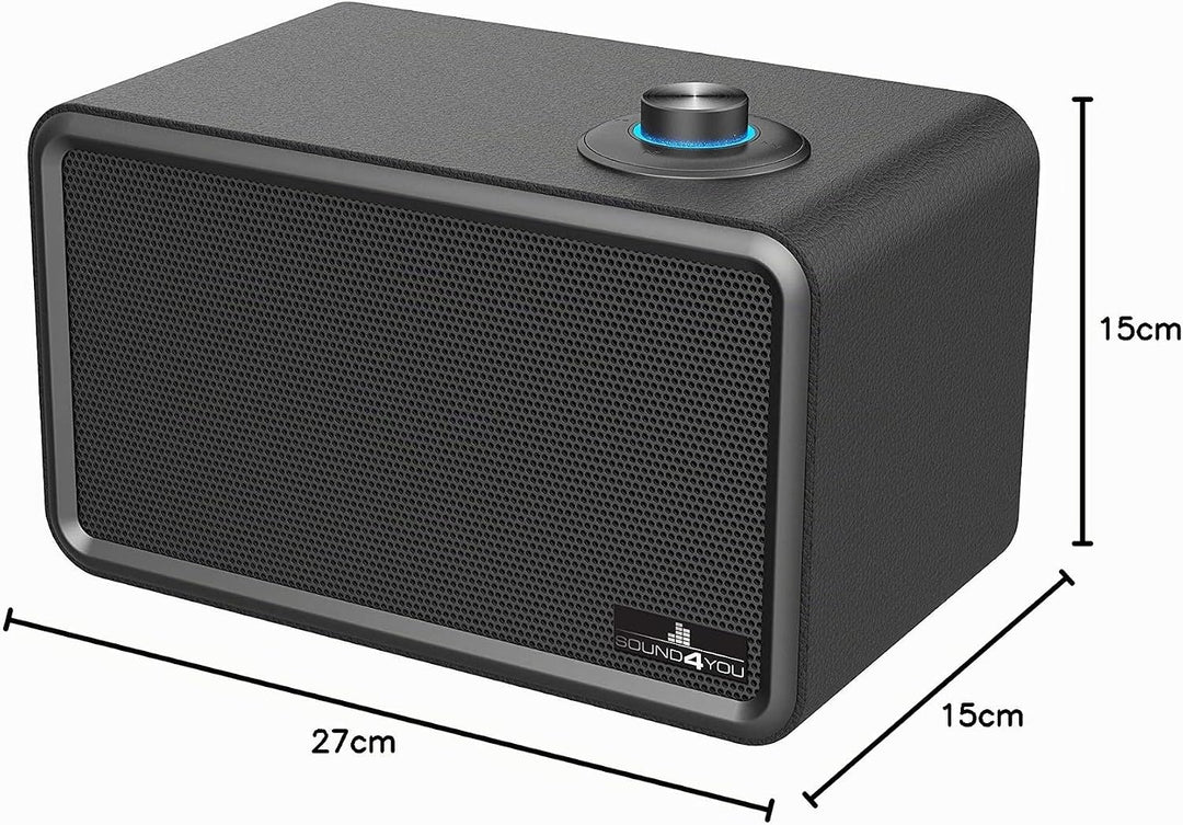 SCHWAIGER 661729 Moderner Retro Bluetooth Lautsprecher Modern-Vintage Speaker Lederoptik Holzgehäuse