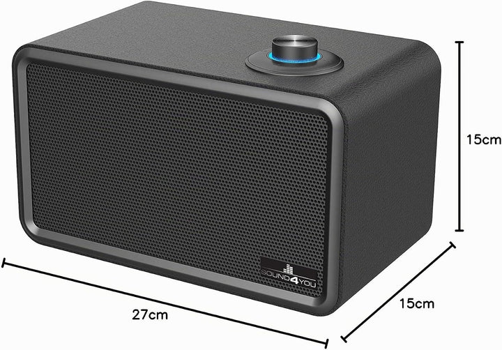 SCHWAIGER 661729 Moderner Retro Bluetooth Lautsprecher Modern-Vintage Speaker Lederoptik Holzgehäuse