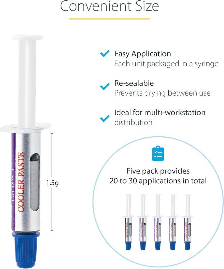 StarTech.com Wärmeleitpaste 5 Pack, hohe Leistungsfähigkeit CPU/grafikkarte kühlpaste/silberpaste, P