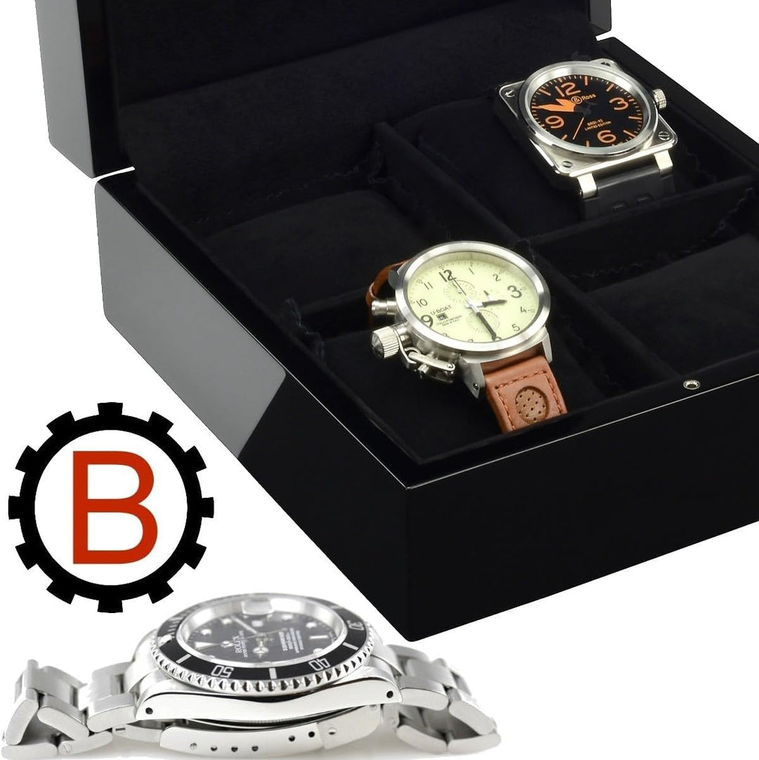 BULLONGÈ Uhrenbox ELESWISS piano black für 4 Armbanduhren