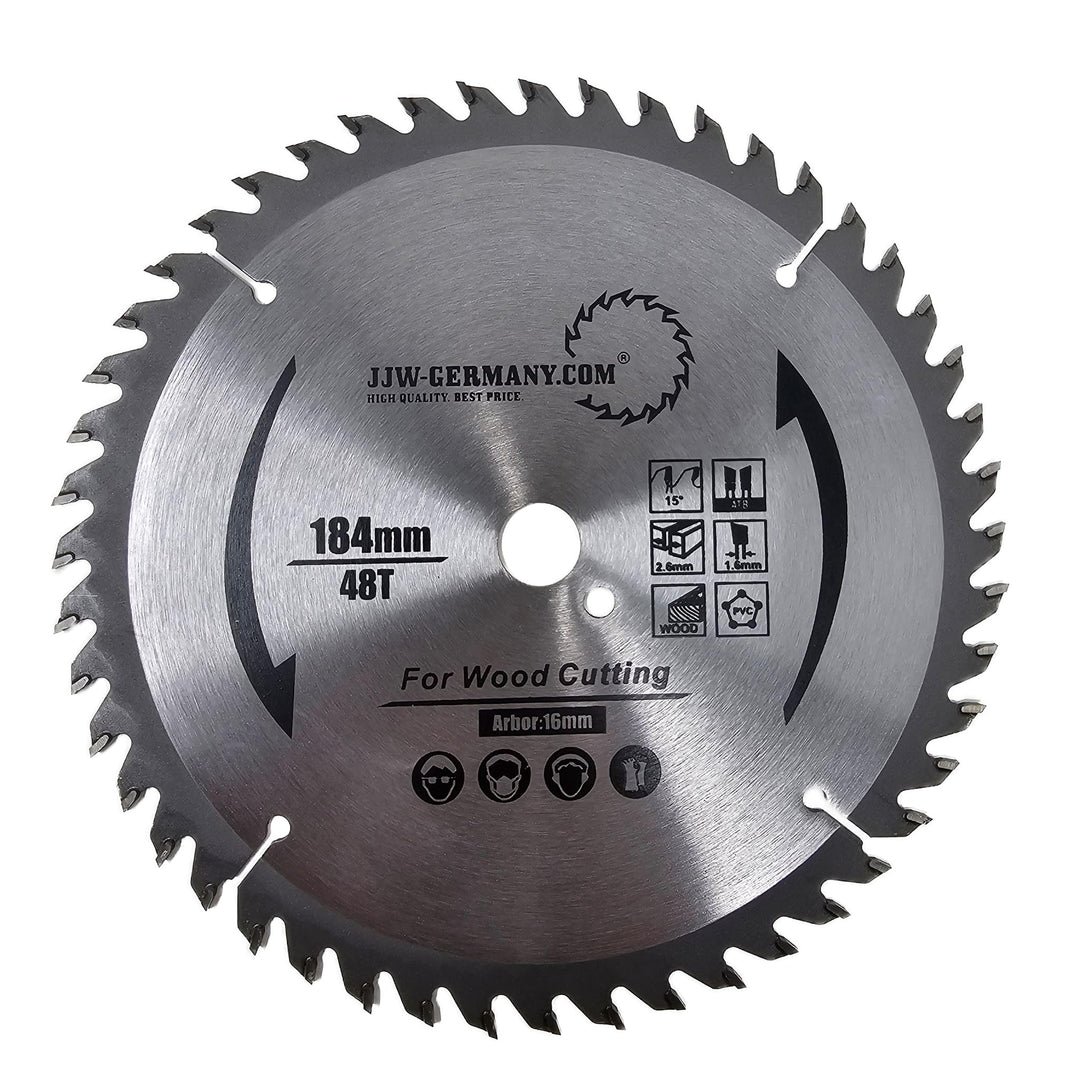 jjw-germany HM Sägeblatt 184 x 2,6 x 16 Z= 48 Wechselzahn, Industriequalität nach DIN EN 847-1