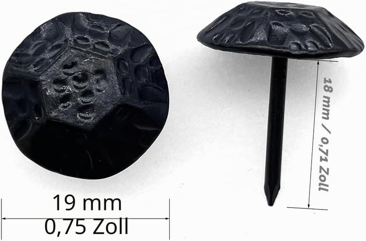 Let's Decorate 100 Stück D19 mm Polsternägel, schwarze Schildkröte, dekorative Reissnägel für Sofa,
