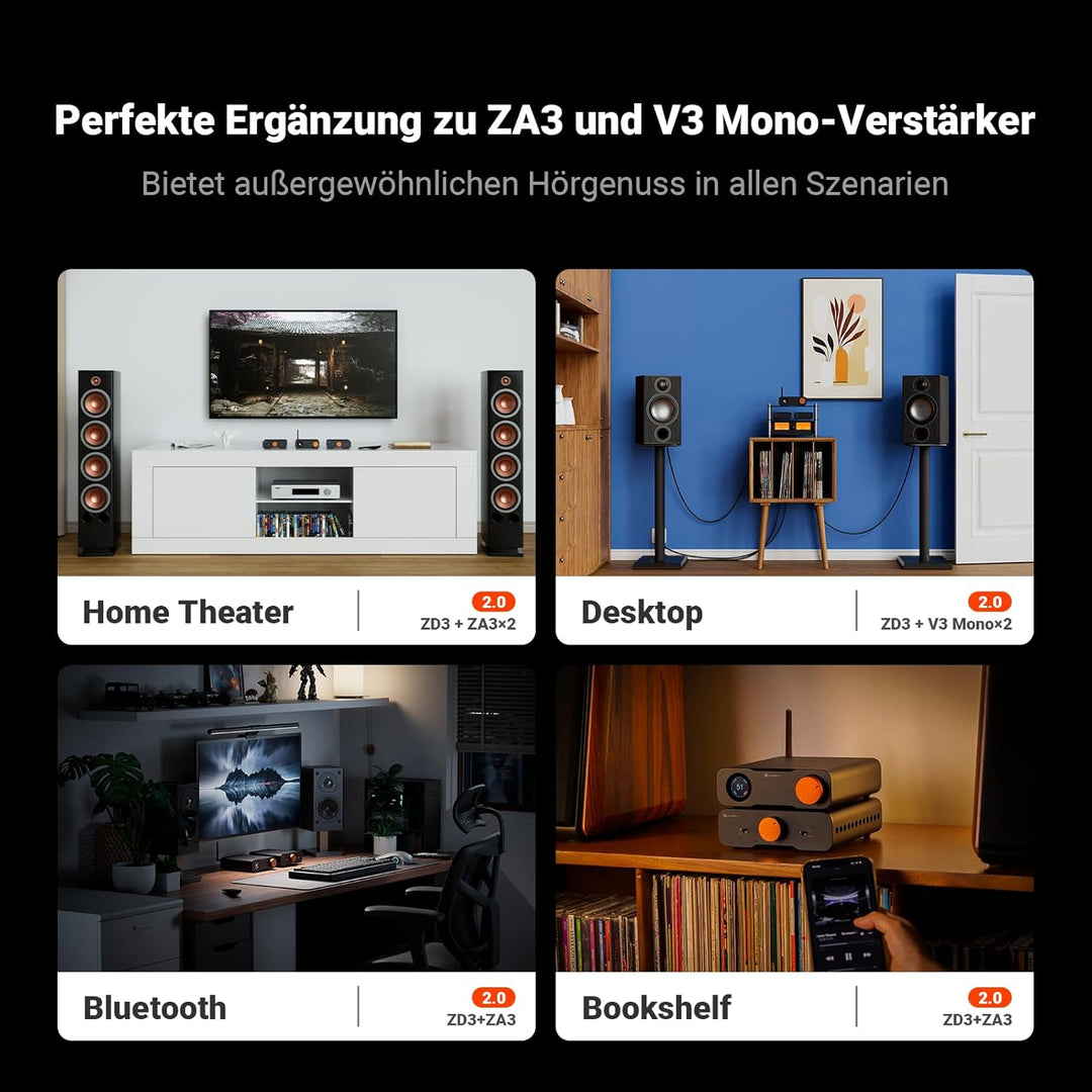 Fosi Audio ZD3 Desktop DAC Preamp, Fully Balanced DA Wandler mit ES9039Q2M für Heim-Stereo-Verstärke