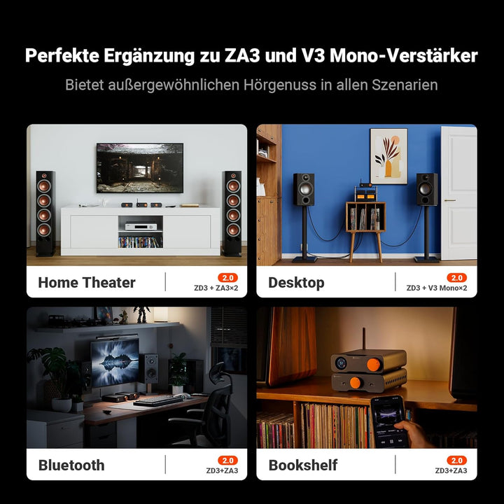 Fosi Audio ZD3 Desktop DAC Preamp, Fully Balanced DA Wandler mit ES9039Q2M für Heim-Stereo-Verstärke