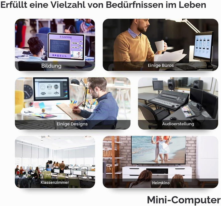 Beelink Mini PC mit Alder Lake N95 (Bis zu 3.4 GHz), 12 GB LPDDR5 RAM, 512 GB SSD, MINI S12 Computer