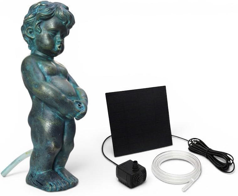 Arnusa Solar Wasserspeier – Teichfigur mit Solarpumpe & Wasserspiel – Gartendeko aus Polyresin in Ku