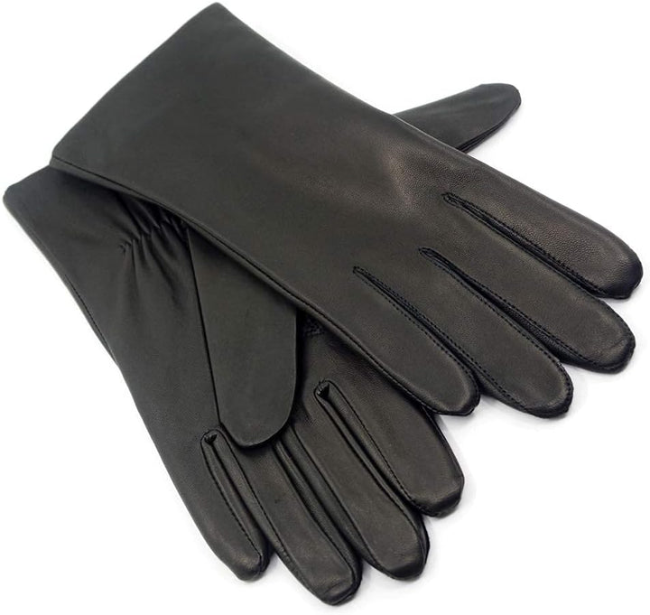 Damen Lederhandschuhe,Echtes Lammleder gefüttert Kaschmir Warme Autofahrerhandschuhe für Damen, Schw