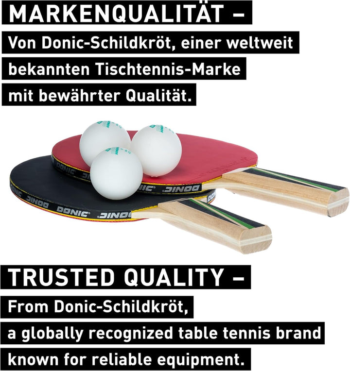 Donic-Schildkröt Tischtennis-Set Top Teams 400, 2 Schläger, 3 Bälle in guter 1* Qualität, in wertige