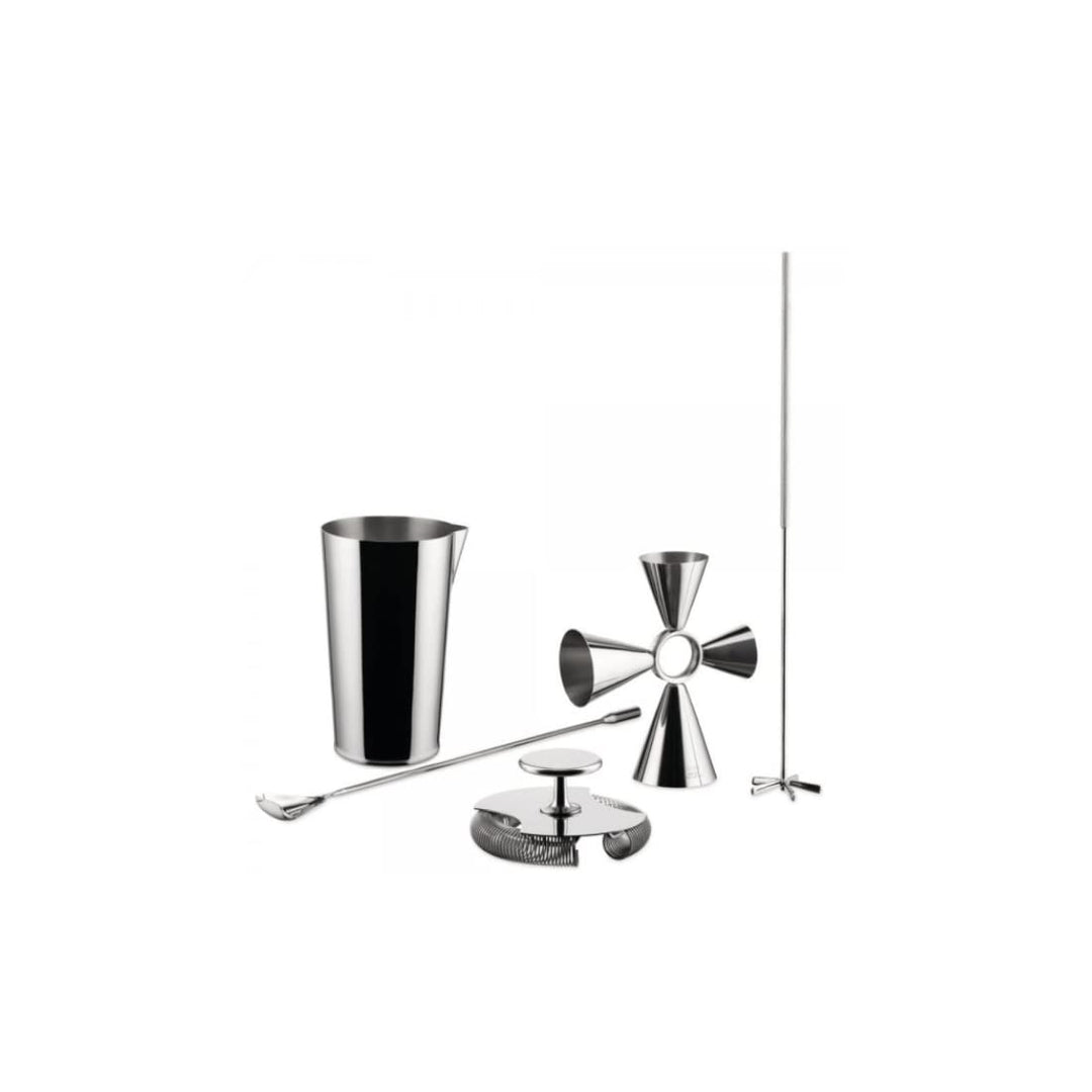 Alessi The Tending Box GIA25SET – Cocktail-Set mit Mixerglas, Quadri Combo Jigger, Doppeltem Barsieb