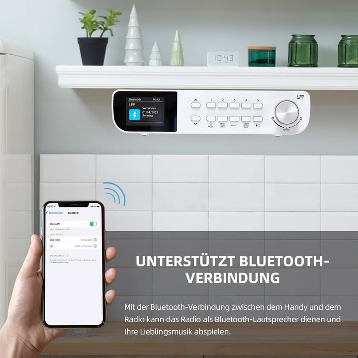DAB Radio, LFF Küchenradio, DAB Digital Radio, DAB+ Radio Unterbau, Tragbares Küchen Radio Kabelgebu