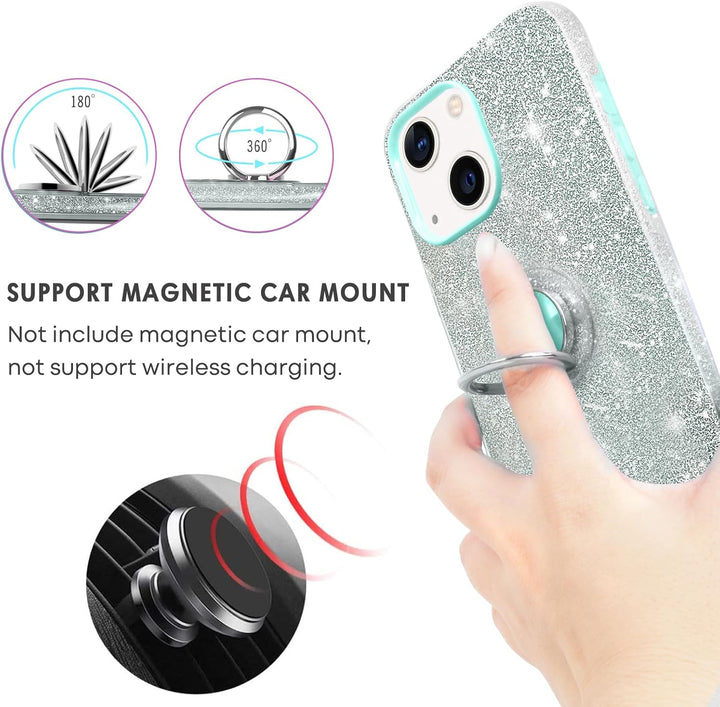 SouliGo iPhone 14 Hülle, iPhone 14 Hülle Glitzer, iPhone 14 Handyhülle Silikon Case Cover mit 360 Gr