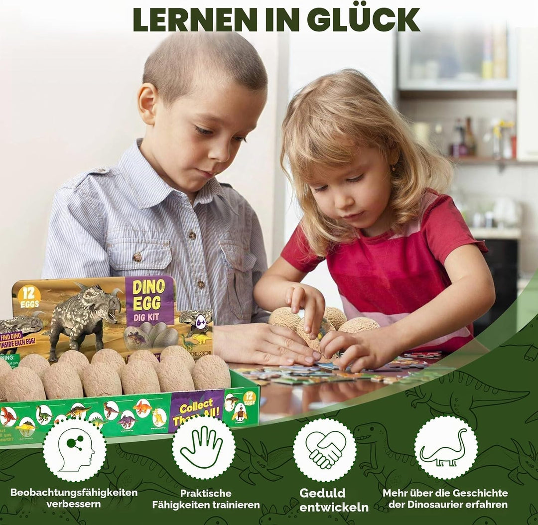 Idota 12 Stück Dino Ausgrabungsset, Dino Eier Zum Ausgraben, Dinosaurier Egg Spielzeug für Party Kla