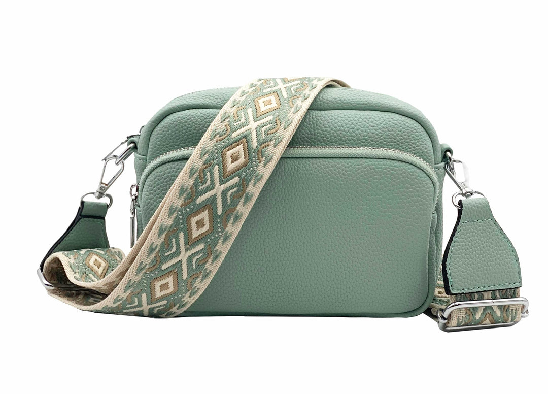 stylx Crossbody Bag Damen Leder Breiter Gurt Handtasche Umhängetasche Moderne Taschen mit breitem Sc