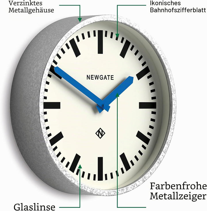 NEWGATE® The Luggage Wanduhr aus Metall Wanduhren - Designer Bahnhofsuhr - Perfekt als Küchenuhr - B