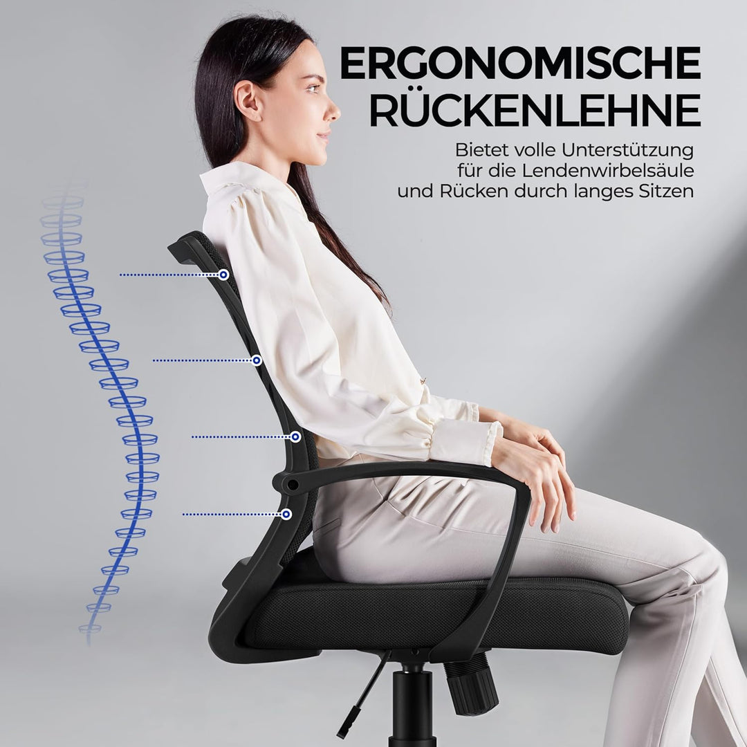 Yaheetech Bürostuhl Ergonomisch Schreibtischstuhl mit Schaukelfunktion Drehstuhl mit Gepolstertem Si