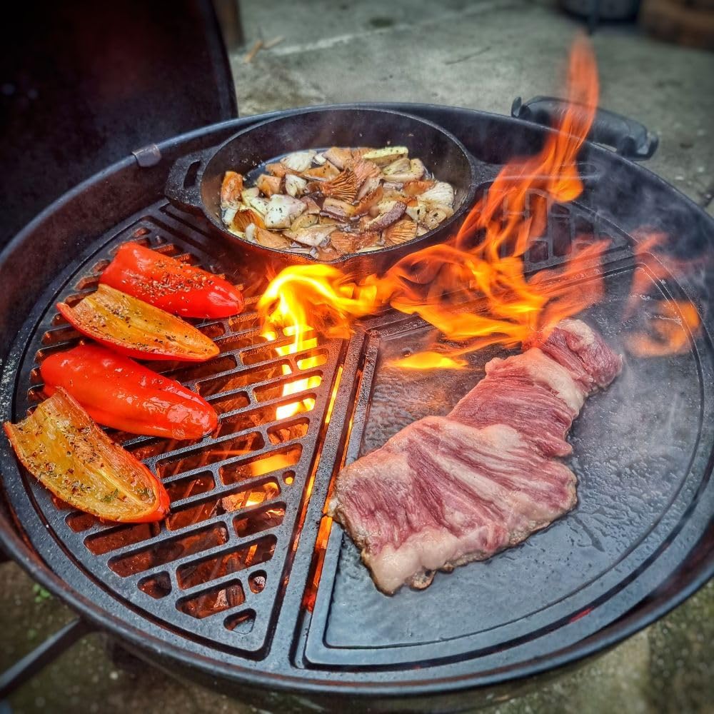 BBQ-Toro Gusseisen Plancha Set mit Grillrost und Grillplatte | Ø 54,5 cm - preseasoned | Gusseisen G