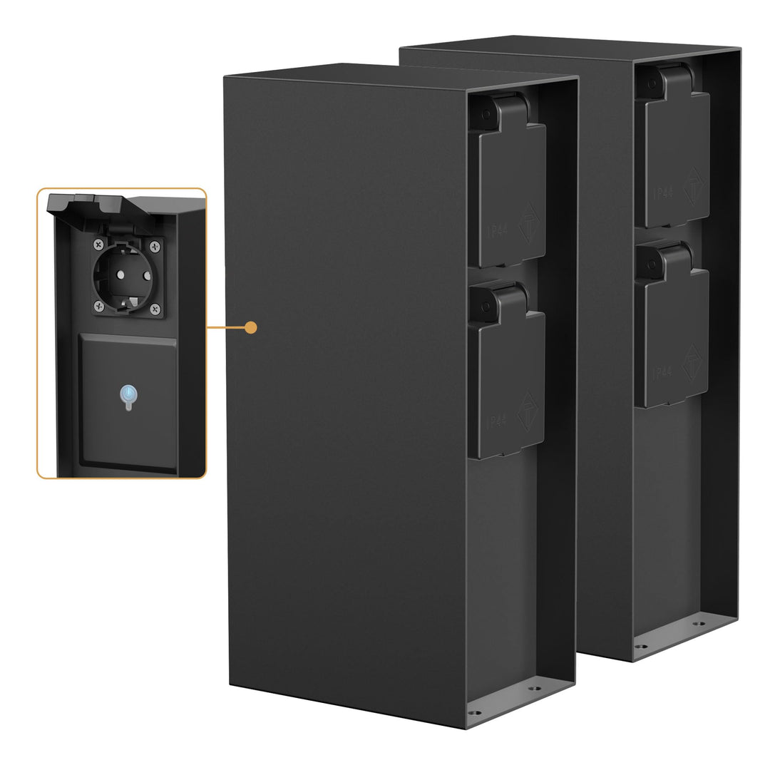 ledscom.de Garten Steckdosensäule POMI, Outdoor, IP44, Smart Home, WLAN, Alexa, 3-fach, schwarz, eck
