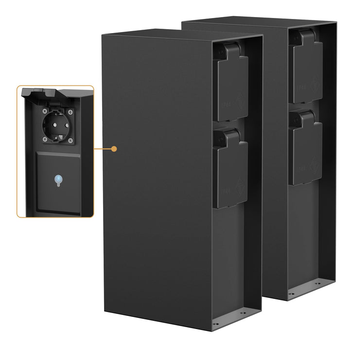 ledscom.de Garten Steckdosensäule POMI, Outdoor, IP44, Smart Home, WLAN, Alexa, 3-fach, schwarz, eck