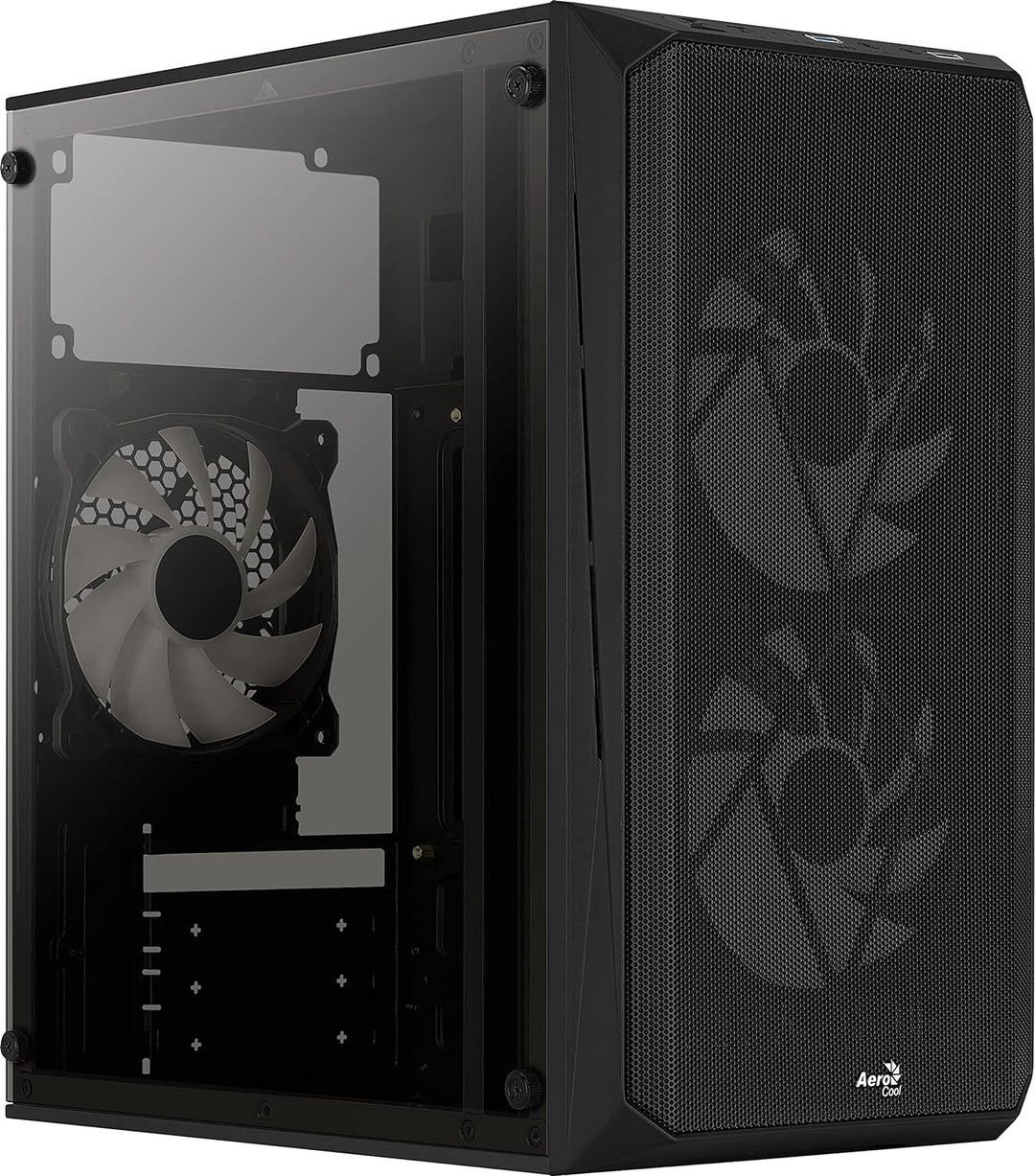 AeroCool CS107 V2, MicroATX- PC-Gehäuse, Seitenfenster, 3 x 120mm FRGB-Lüfter, CS107V2, schwarz Schw