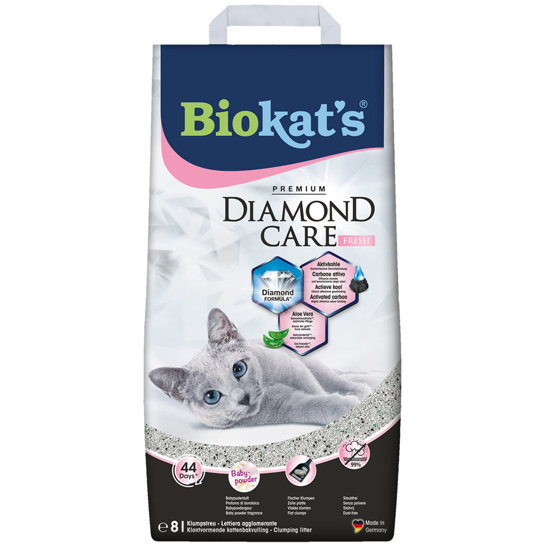 Biokat's Diamond Care Fresh mit Duft - Feine Katzenstreu mit Aktivkohle und Aloe Vera - 1 Sack (1 x