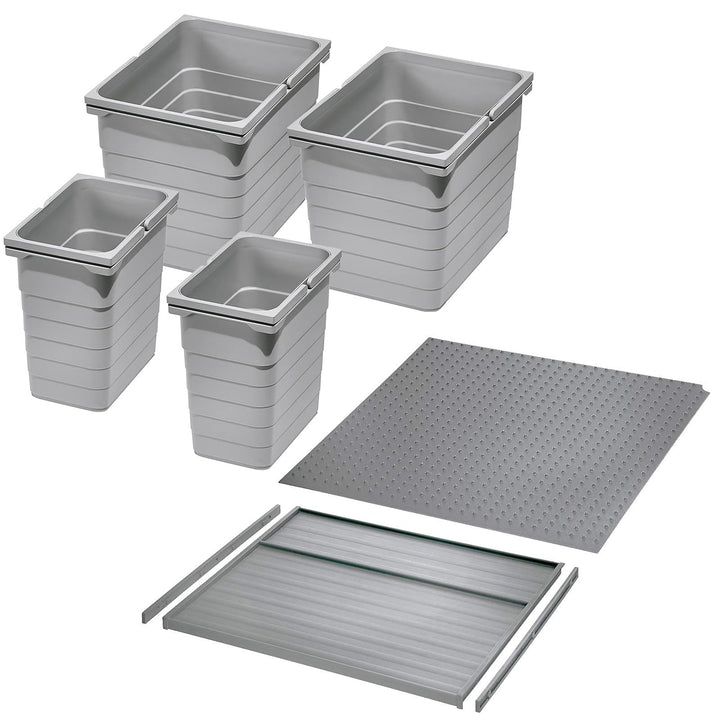Ninka Abfalltrennsystem eins2vier KB 600 mm, Seitenstärke 16 mm Höhe 310 mm 2x 8L, 2x 17L, 1x 60er B