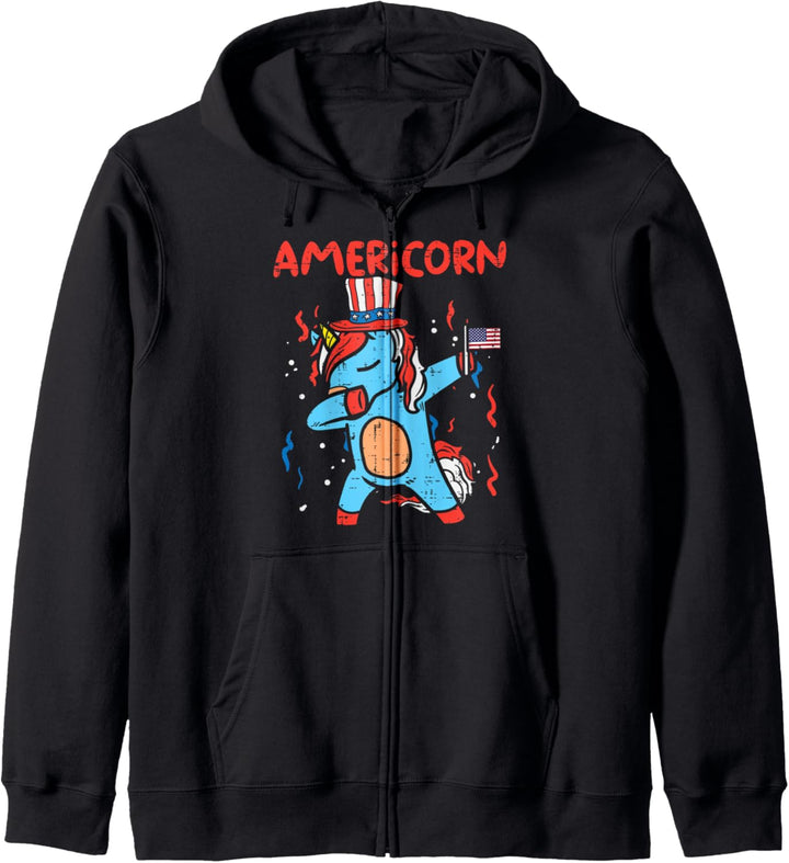 Americorn Dabbing Unicorn American Flag 4th Of July Girls Kapuzenjacke
