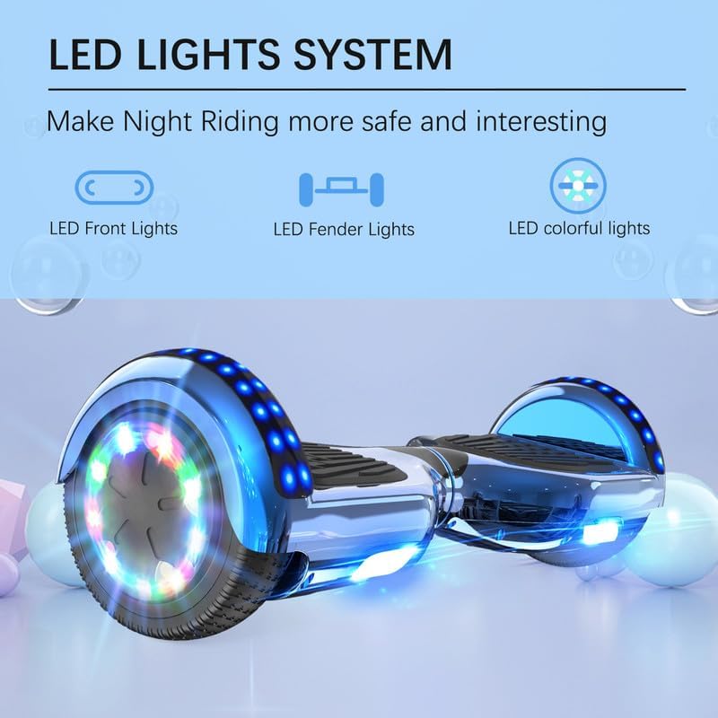 RCB Hoverboards 6,5 Zoll Skateboard Kinder und Jugendliche Hoverboards mit Bluetooth - Led Licht Seg