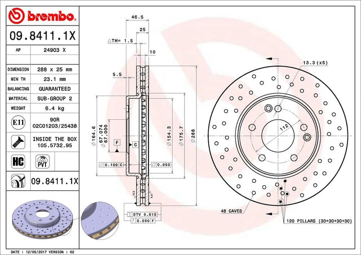 BREMBO 09.8411.1X Bremsscheiben-Rotoren