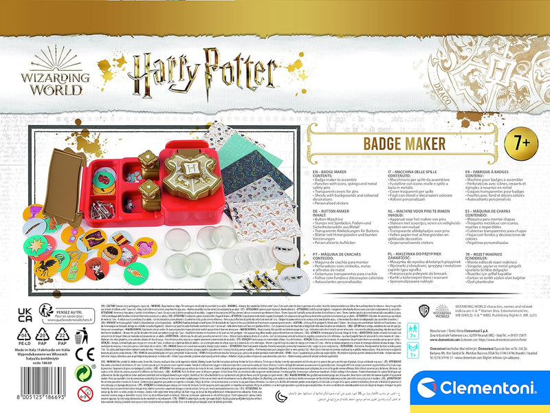 Clementoni 18669 Harry Potter Button-Maker, DIY Kreativspiel zum Herstellen von Pins mit magischen M