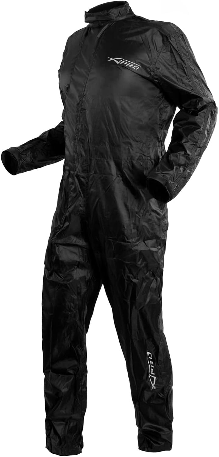 A-Pro Regenjacke Regenkombi Regenhose Wasserdicht Regenanzug Motorrad Schwarz S S Schwarz, S Schwarz
