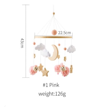 Herfair Mobile Baby Bettglocke mit Sterne Mond Schafe Hölz Mädchen Hängende Mobile Windspiel für Bab