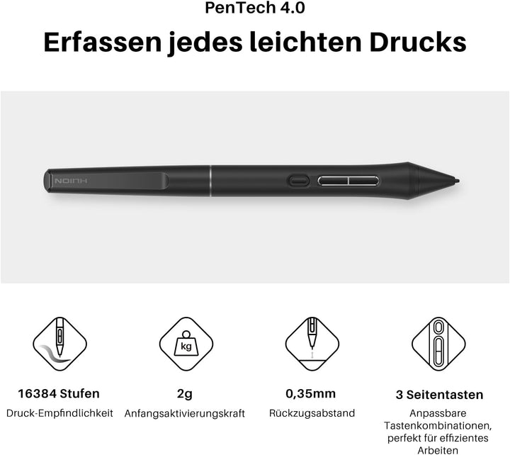 HUION Kamvas 13 (Gen 3) 2024 Grafiktablett mit Display, 13,3" volllaminiertes Kunst-Zeichentablett m