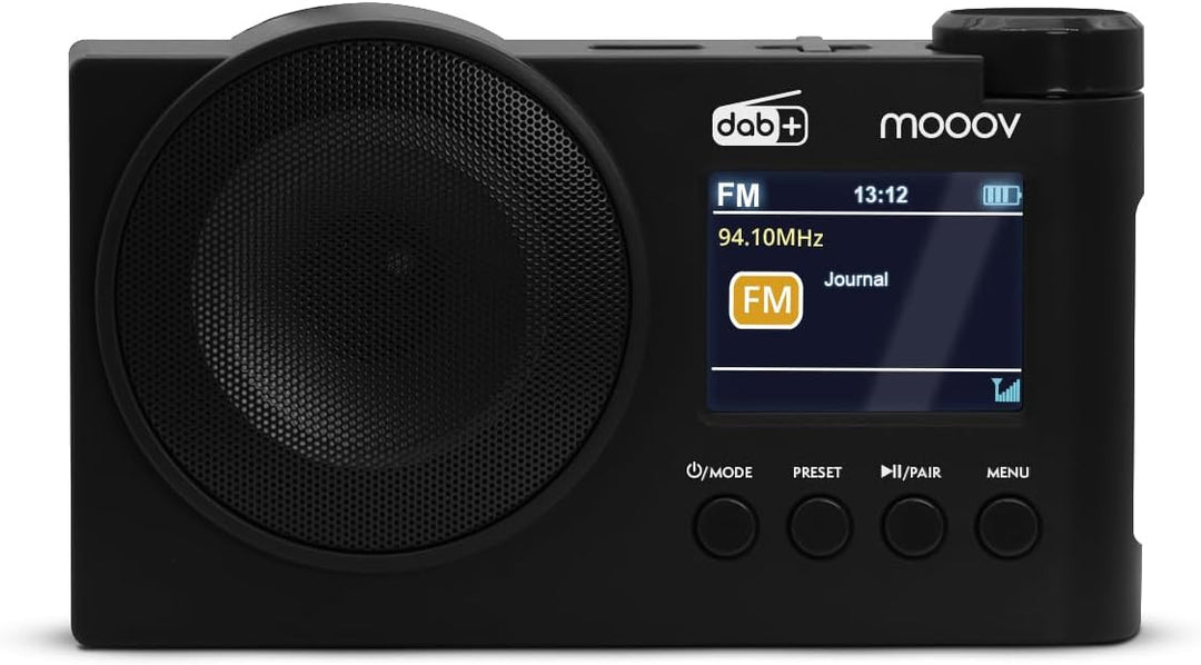 MOOOV 477254 Tragbares Digitalradio Dab/Dab Plus/FM, Bluetooth und USB – Weckerfunktion, Farbdisplay
