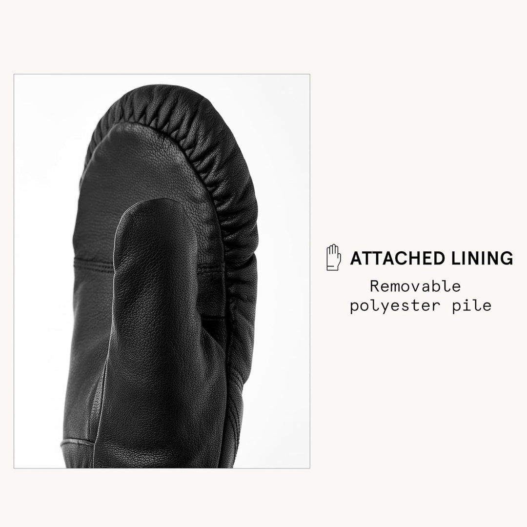 Hestra Winter-Skihandschuhe: Herren und Damen Leder-Box-Fäustlinge für kaltes Wetter Schwarz 10, Sch