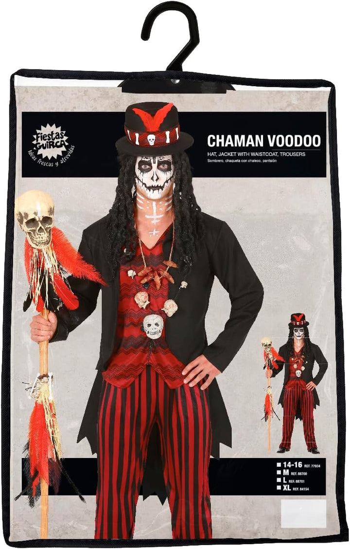 FIESTAS GUIRCA Voodoo Schamane Halloween Kostüm Herren – Hexer Kostüm inklusive Voodoo Doctor Zylind