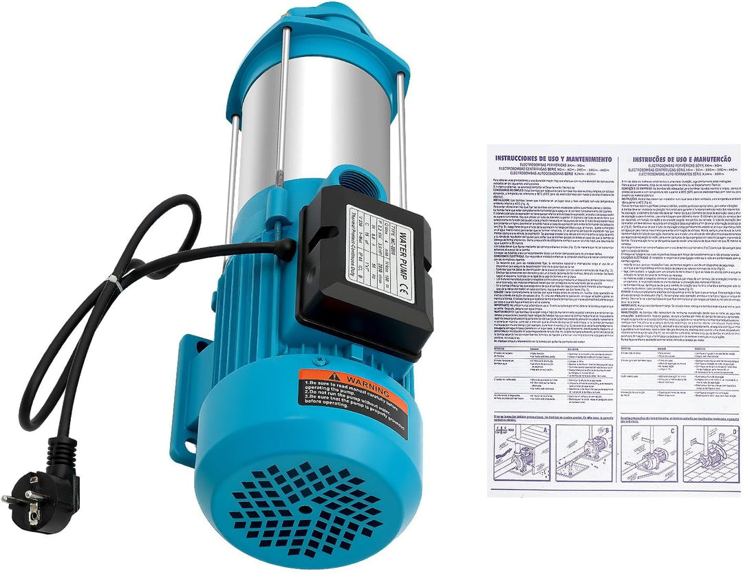 Gartenpumpe Kreiselpumpe 2200W 5-stufige Zentrifugalpumpe 4000L/ h; Max. Förderhöhe: 100 m; Max. Dru