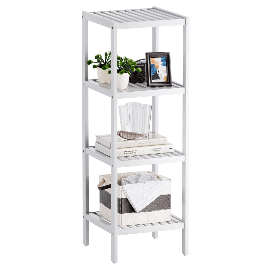 SMIBUY Badezimmer-Aufbewahrungsregal, 4 Ebenen, Bambusregal, Organizer, multifunktionales Regal für