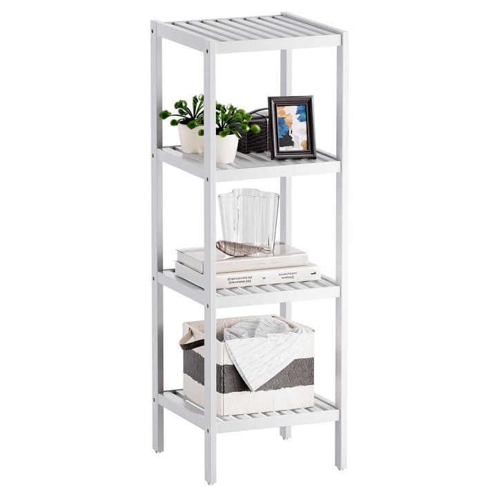 SMIBUY Badezimmer-Aufbewahrungsregal, 4 Ebenen, Bambusregal, Organizer, multifunktionales Regal für