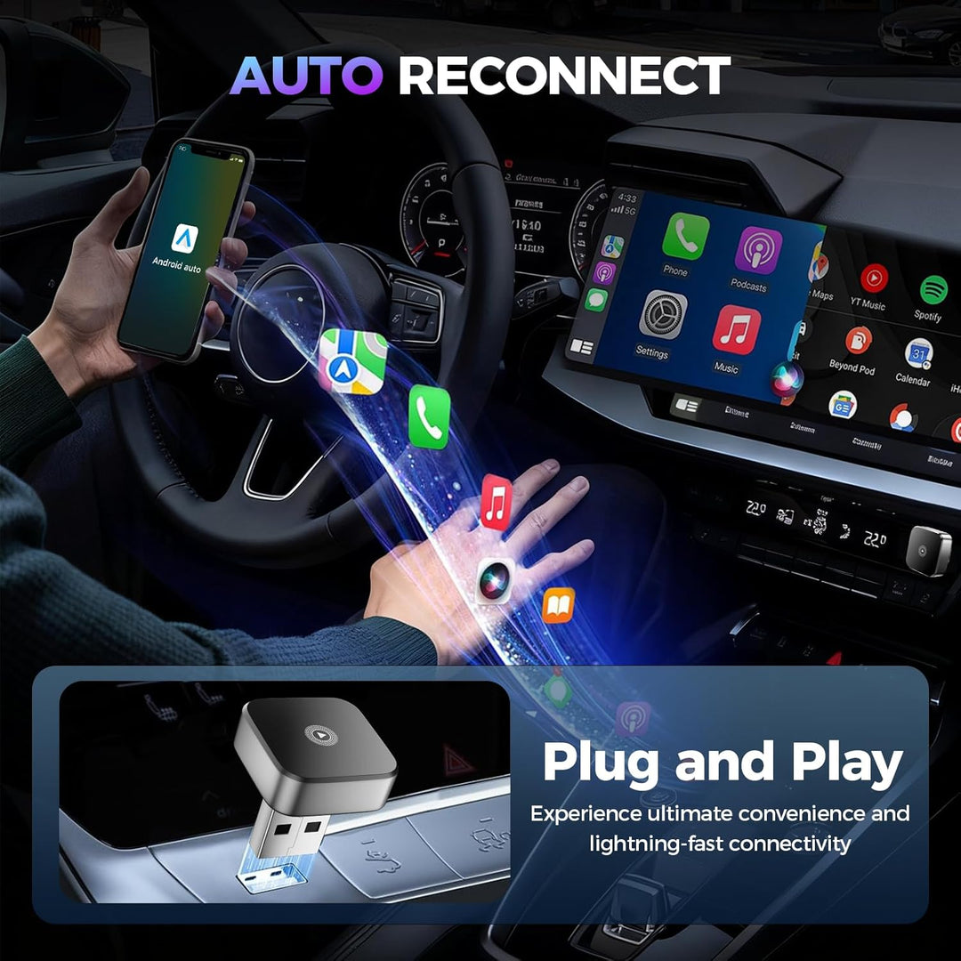 2025 Upgraded 2-in-1 Wireless CarPlay Adapter, Kompatibler Android Auto Adapter, Umwandlung von kabe