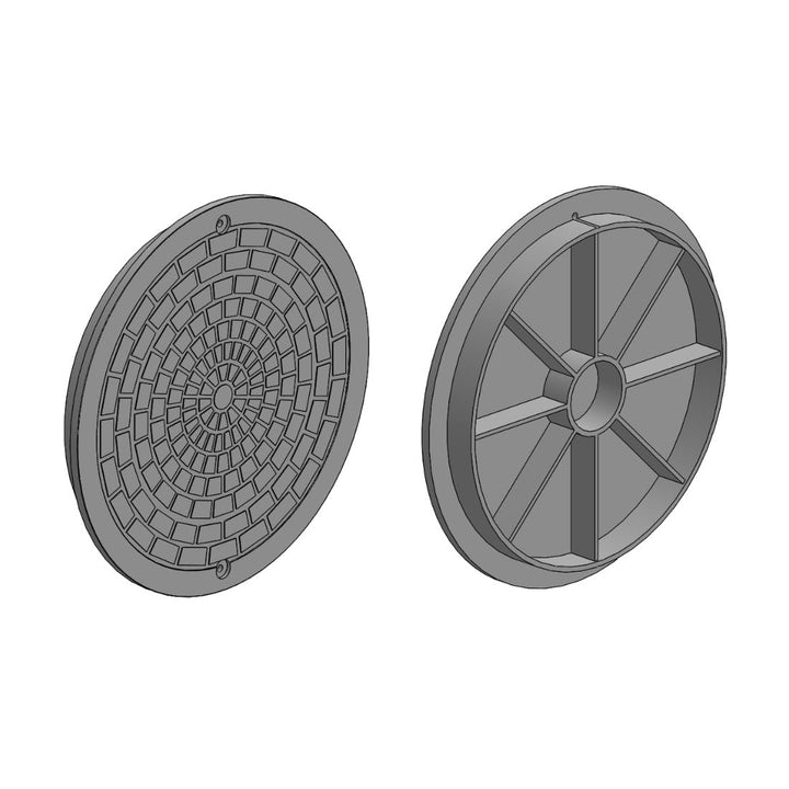 Kanaldeckel für Wellrohr Ø DN400 Schachtabdeckung Schachtdeckel Kontrollschacht Schwarz Rund, Rund