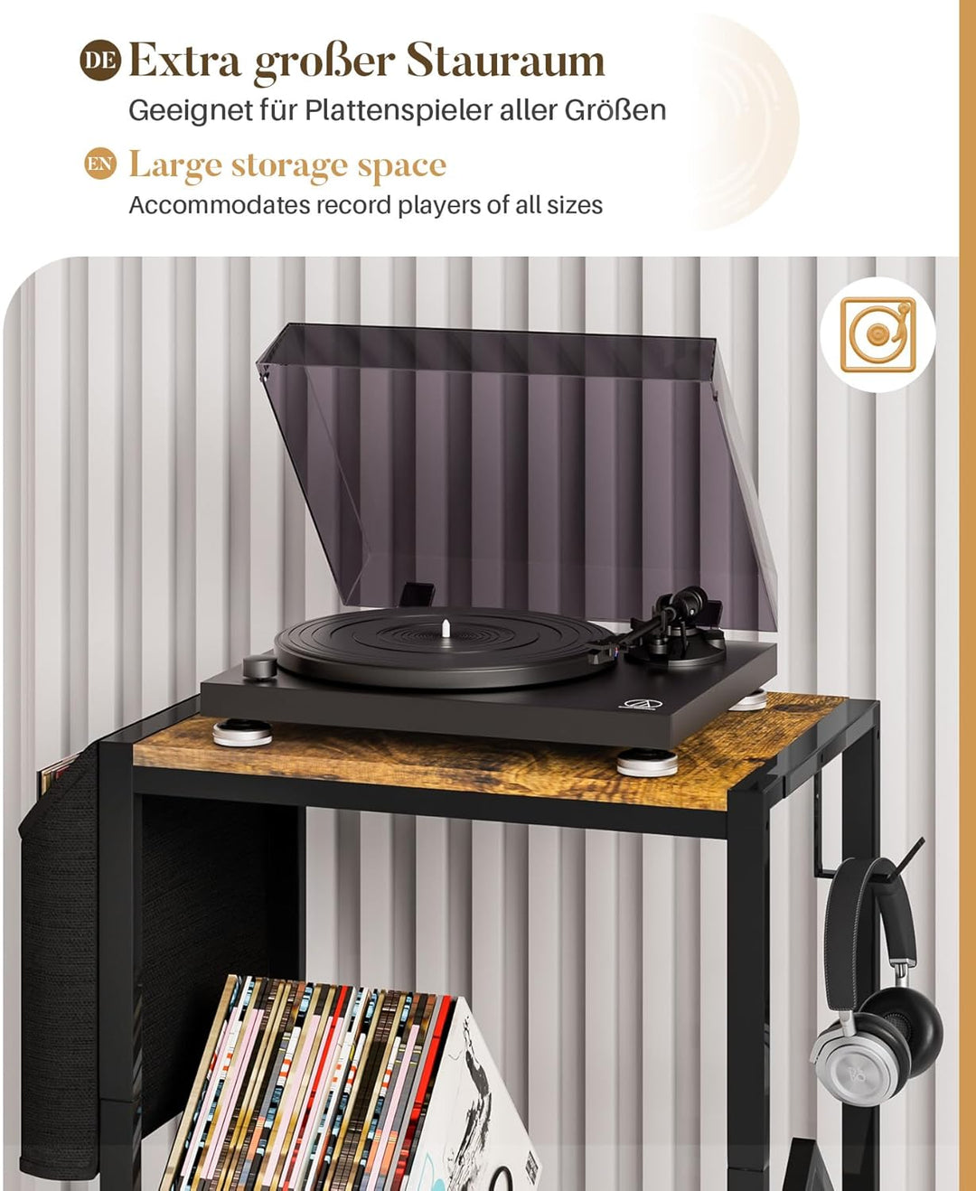 Yorbay Vinyl Schallplatten Aufbewahrung Ständer, Schallplattenständer mit Organisierendem Stoffbeute