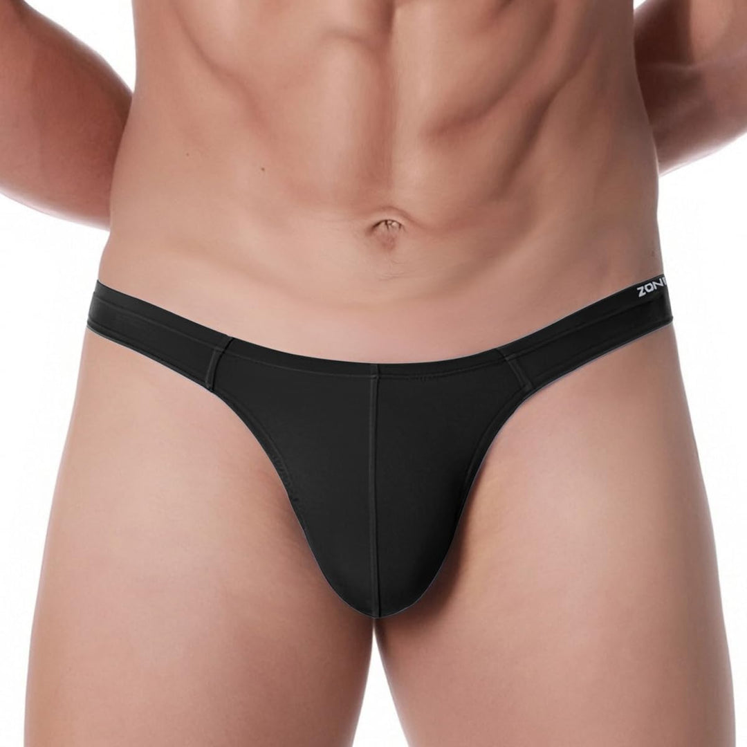 ZAIGELUO Herren String Bambus Tanga Unterwäsche Bulge Pouch Sexy Niedrige Taille T-Back Komfortabel