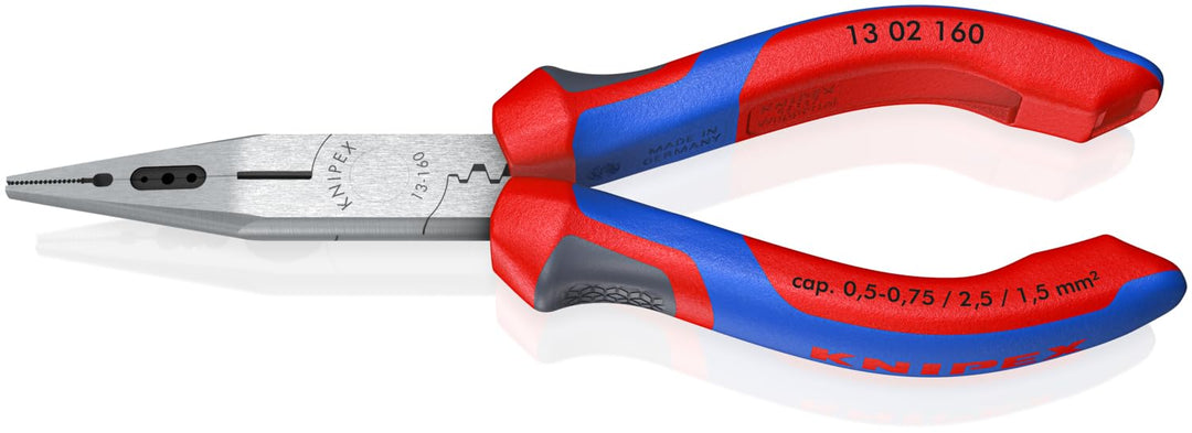 Knipex Verdrahtungszange schwarz atramentiert, mit Mehrkomponenten-Hüllen 160 mm 13 02 160, zange