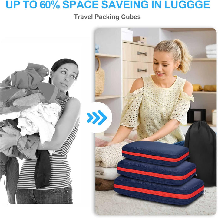 Cinnani Koffer Organizer Set, 6-Teilig Compression Packing Cubes, Packtaschen mit Kompression Packwü