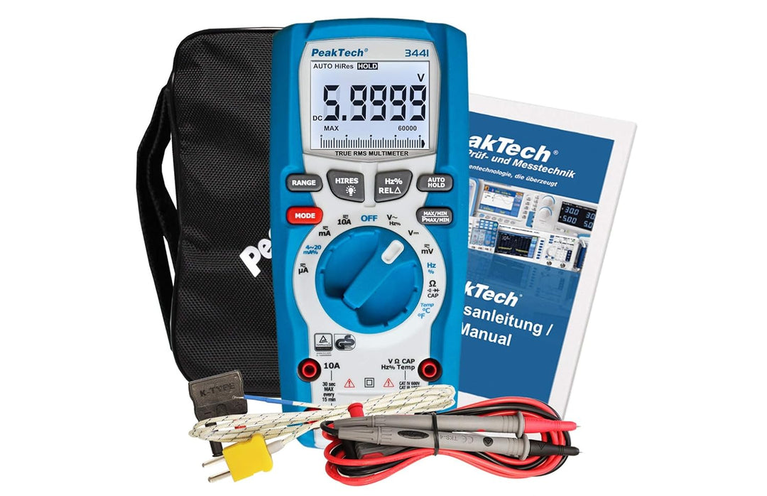 PeakTech 3441 – True RMS Digital Multimeter - CAT III 1000 V, Blau &amp; P 4250 4250 - Stromzangen-Adapt