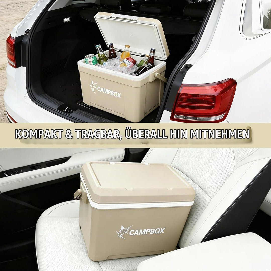JONRRYIN Kühlbox, Passiv-Kühlbox 24 Liter Bis zu 12 Std. Kühlung, Mobile Cooler Box mit 2 Kühlakkus,