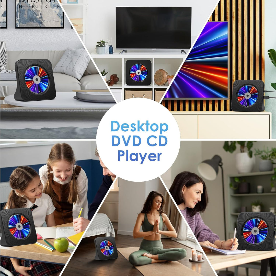 Gueray DVD Player CD Player Bluetooth CD-Player mit Lautsprecher Unterstützt Fernbedienung Anzeige F